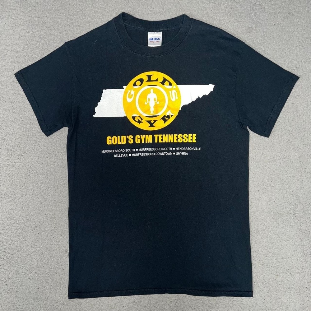 Gold's Gym Tennessee T Shirt Men's Size S Black Bodybuilding Fitness Club Tee